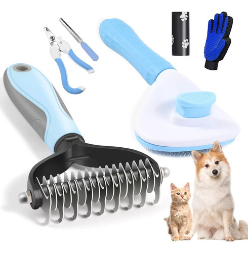 Cepillo Deslanador Perro Gato Peine Mascotas Masajeador Kit
