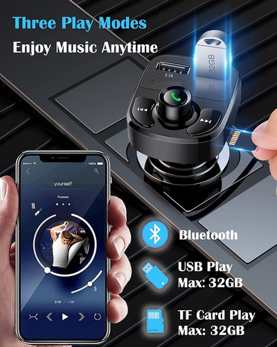 Imagen 6 de 8 de Bluetooth Para Carros Conector Cenicero 2 Puertos De Carga