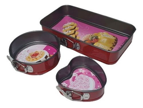 Set Moldes Para Tortas Antiadherentes Desfondables Formas X3