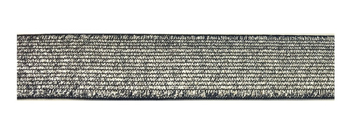 Elástico Lurex Plateado Fondo Negro De 25mm X 100mts