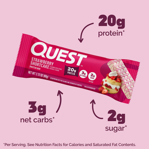 Quest Protein Bar, Strawberry Shortcake, 2.12oz, 4 Ct