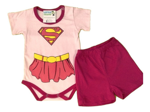 Conjunto De Bebe Body Manga Corta Super Chica Girl Y Short