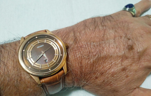 Relógio Orient Quartz Rose Pulseira Couro Original 30m Veja