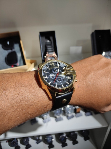 Relógio Curren 8176 Preto Com Dourado Luxo