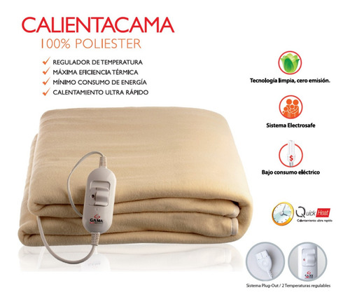 Imagen 3 de 5 de Calienta Cama Gama 100% Polyester Single Quick Heat 1 Plaza