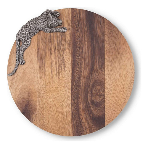 Vagabond House Peltre Metal Leopardo Redondo Madera De Acaci