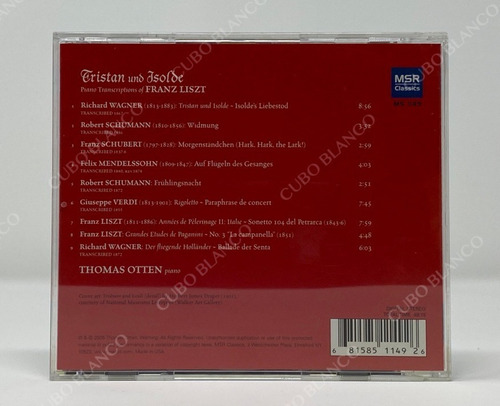 Piano Transcriptions Of Franz Liszt Cd Schumann Schubert (Usado)