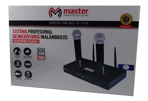 Sistema profesional con 2 micrófonos inalámbricos recargables VHF de a –  Master Electronicos