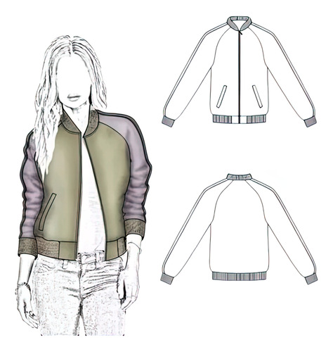 ( Moldes De Ropa)  Campera Bomber Mujer 1622