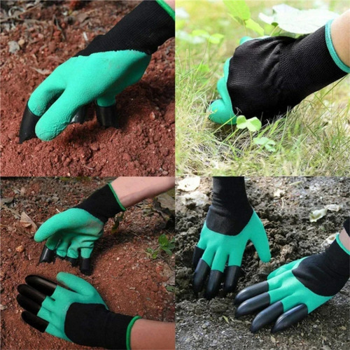 Guantes De Jardinería C/ Garras 1 Par Indoor Outdoor Jardín Color Verde Agua Diseño De La Tela Lisa Talle Unico