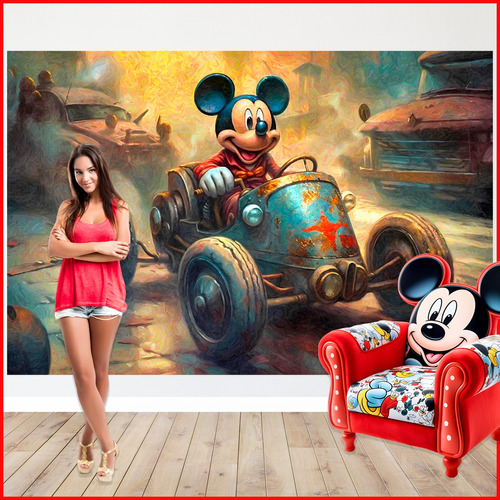 Vinil Decorativo Tapiz Fotomural Mickey Mouse Race 250x375cm