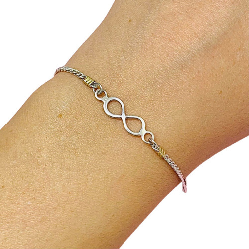 Pulsera Groumet Con Infinito Plata Y Oro Ps 220 