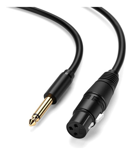 Cabo Microfone Ugreen 6.5mm P/ Xlr Cannon Fêmea 3m Preto