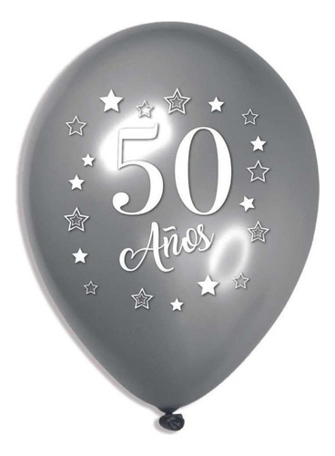 Globos Bombas Estampados X12u 50 Años Platedo