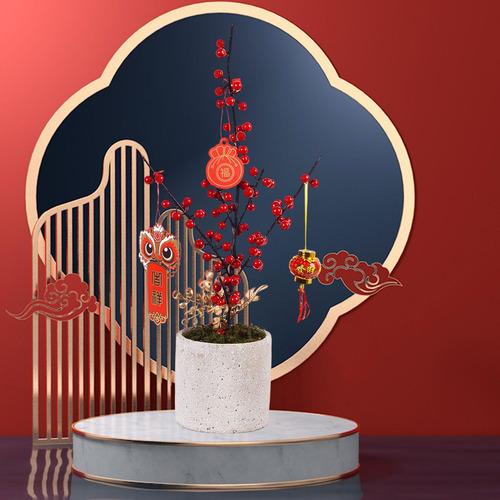 Flor Artificial En Maceta Bonsai Boda Adornos De Año Nuevo