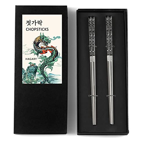 Dragon Chopsticks Metal Reusable Designed In Korea Japa...