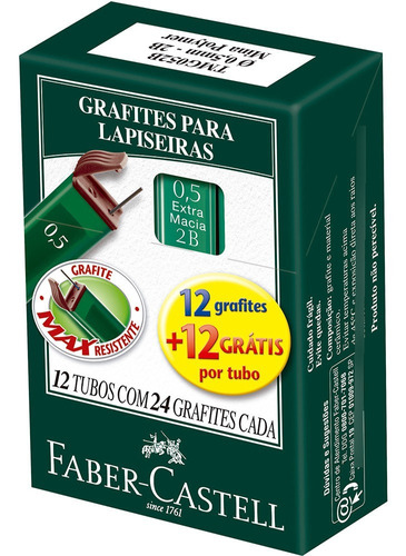 Grafite Faber 0,5 Extra Macio 2b 24 Minas Caixa C/ 12 Tubos