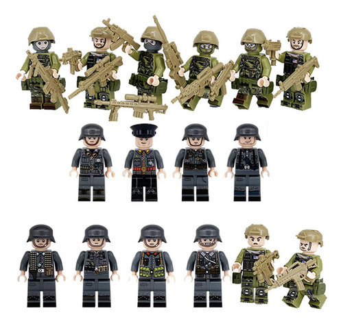 Minifiguras Militares Con Diseño De Soldado Juguete-guardian Color Negro