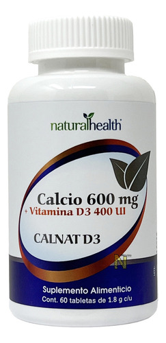 Calcio 600 Mg Y Vitamina D3 400 Ui (60 Caps) Naturalhealth Sabor CALNAT D3