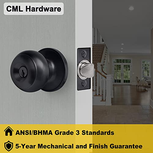 Pomo De Puerta De Entrada Con Llave Negro Mate De Cml Hardwa