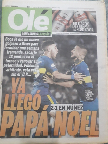 Diario Ole 6 Noviembre 2017 River 1 Boca 2