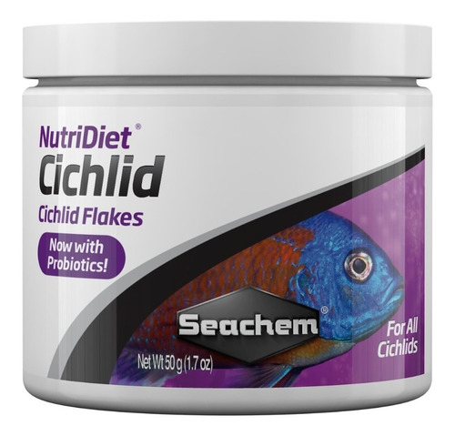 Ração Seachem Nutridiet Cichlid Flakes C/ Probio 50g