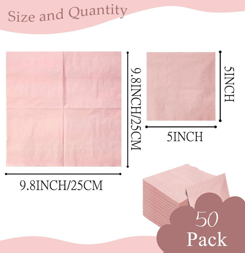 Servilletas Desechables 2 Capas Color Rosa Claro Para Fiesta