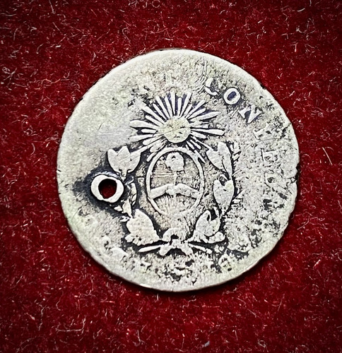 Moneda 1/2 Real Argentina La Rioja 1854 Plata 0.875 Perforad (Usado)