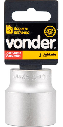 Soquete Estriado Encaixe 3/4  50mm Curto Cromo Vanádio - Von