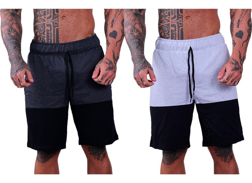 Kit 2 Bermudas De Moletom Masculina Para Academia Musculação