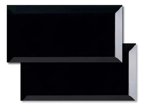  Azulejo Subway Metro Biselado Negro Brillante 7,5x15  1era.