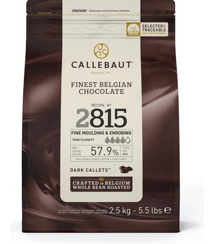 Chocolate 57,9% Cacao  Alta Fluidez  Callebaut Bolsa 2,5kg.