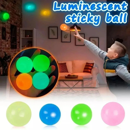 12pcs Pelotas Bola Pegajosa Pared Fluorescente Antiestrés