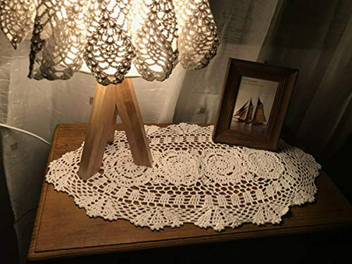 Mantel De Crochet De Algodón Ovalado , Decoración De Mesa, 3