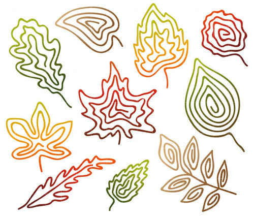 Kit Imágenes Digitales Hojas Otoño Doodle Autumn