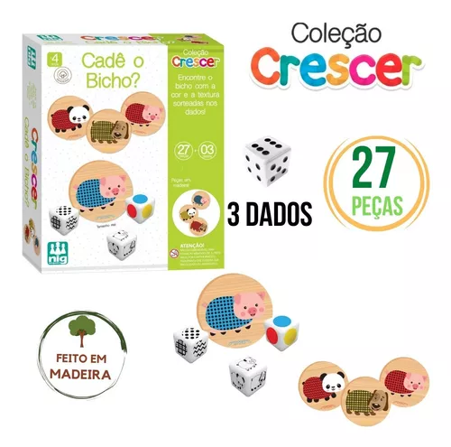 Jogo de Madeira Coleção Crescer Cadê o Bicho Brinquedo Educativo