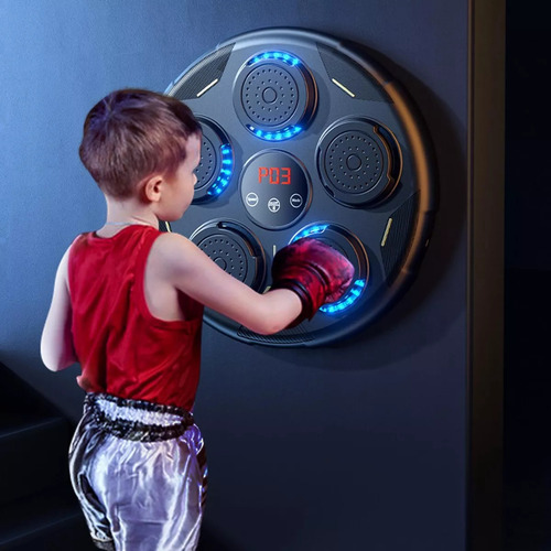 Máquina Boxe Musical Parede Eletrônica Infantil Sem Luvas Cor Preto