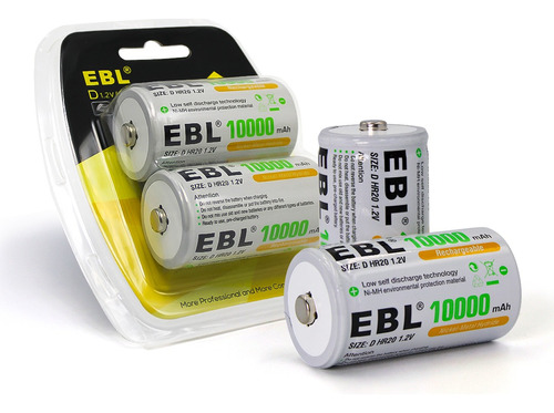 Pila Bateria Tipo D Recargable 10000mah Ebl Blister 2