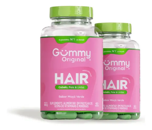 Gummy Hair Maçã Verde 2 Unidades - Vitamina Para Cabelos E Unhas