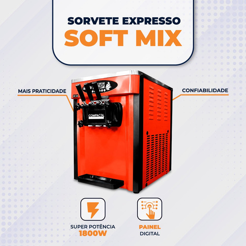 Máquina De Sorvete Expresso Compacta Soft Mix Compacta Print