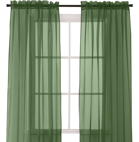 Cortina De 2 Paneles Traslúcidos Para Ventana Con Dobladillo