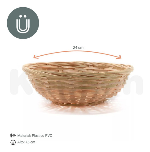 Imagen 2 de 8 de Canasta Cesto De Mimbre Organizador Picnic Panera 24 Cm