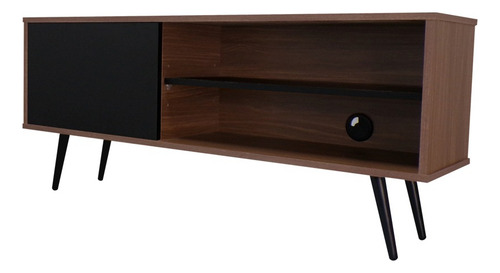 Mueble Para Tv Decomobil Credenza Con Pasacables Color NOGAL NEO | NEGRO MATE