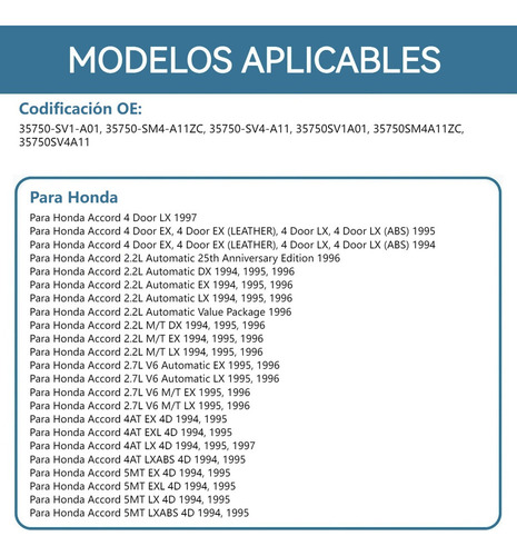 Botón Switch Control Para Honda Accord 1990-1997