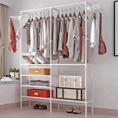 Ropero Multifuncional De Ropa Con Perchero Y Ganchos Armable