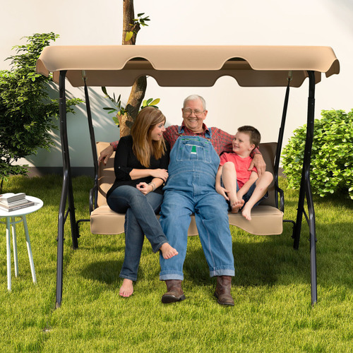 Columpio Para Patio Exterior De 3 Plazas Beige Gpl