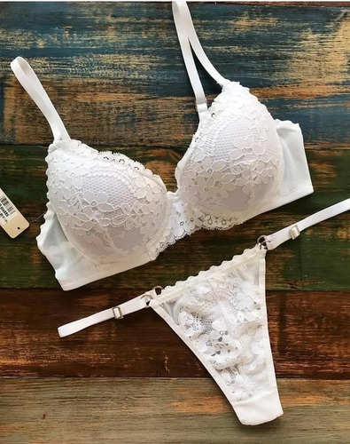Ropa Interior Mujer Conjunto Encaje Flores Floreado Blanco ! | Envío gratis