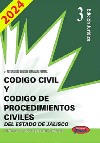 Código Civil Y De Proced. Civiles De Jalisco 2024 (ed.juríd