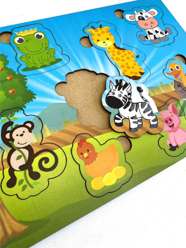 Jogo Educativo Tabuleiro Animais Madeira Mdf Mega Impress