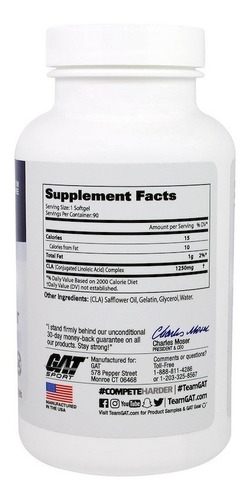 Imagem 2 de 4 de Cla Gat Sport Importado, 1250mg - 90 Softgels